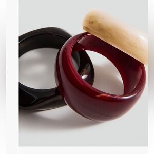MANGO Resin Accent Bangles in Chocolate, Burgundy, and Cream
